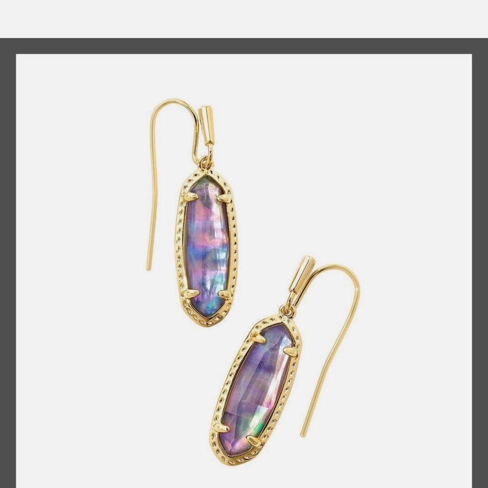 Kendra Scott Eva Abalone 14K Gold Over Brass Drop Earrings - Lilac NWT